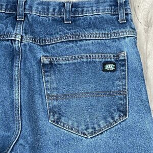 Key Jeans Mens 36x32 Blue Straight‎ Leg Workwear 5 Pocket Logo Denim Outdoor